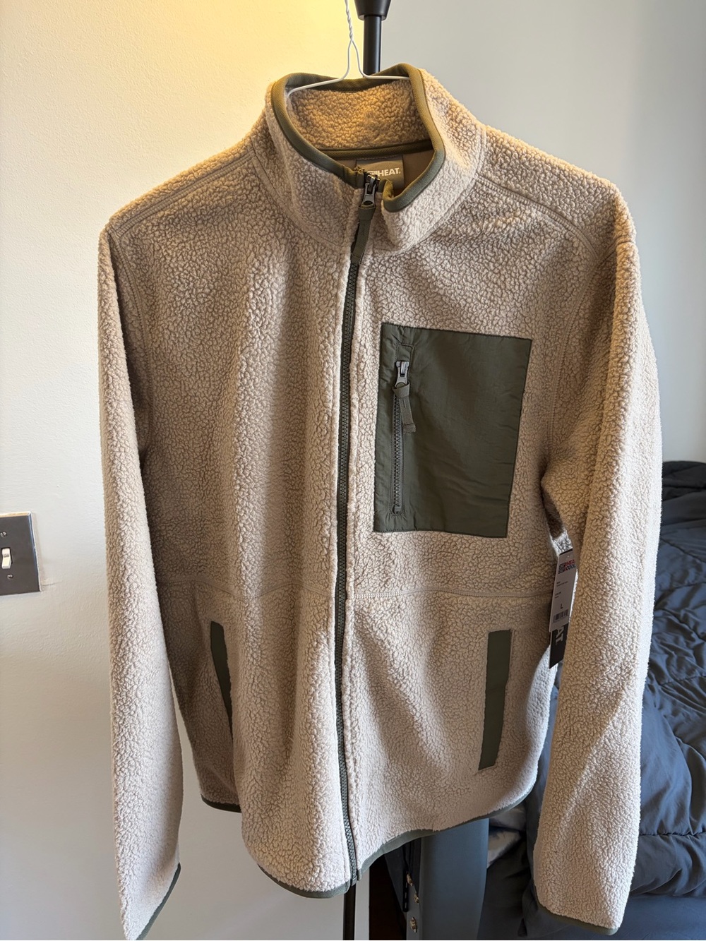 32 degrees cool brand new khaki/brown/green fleece mens US size large